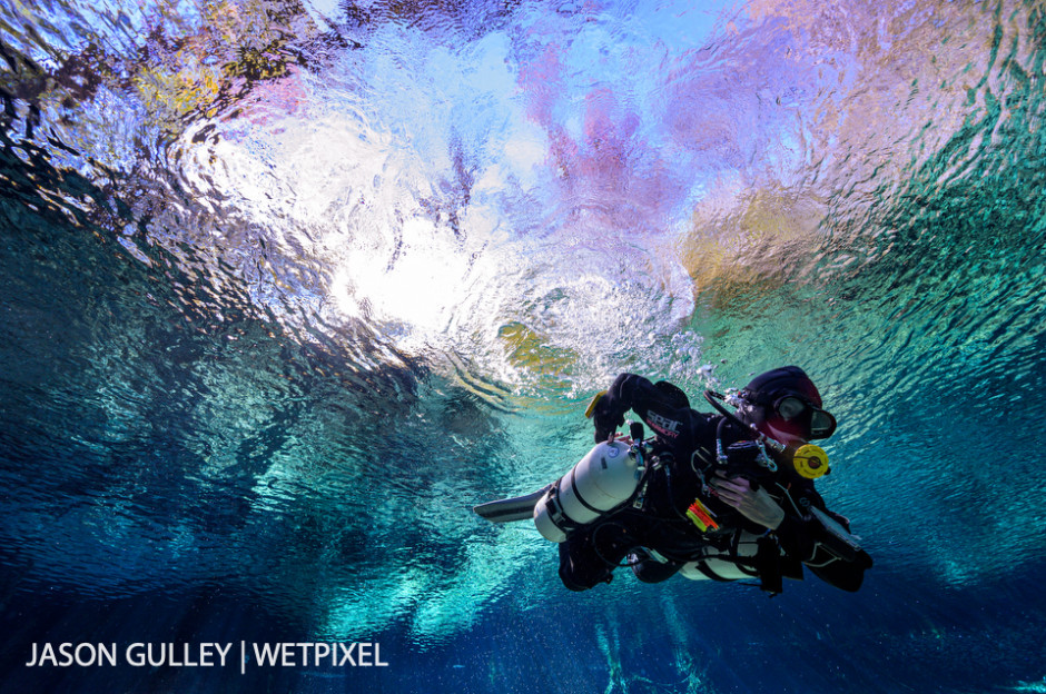 A diver makes final gear adjustments in the spring run before diving into Ginnie Spring - one of more than 1000 known springs in the State of Florida.