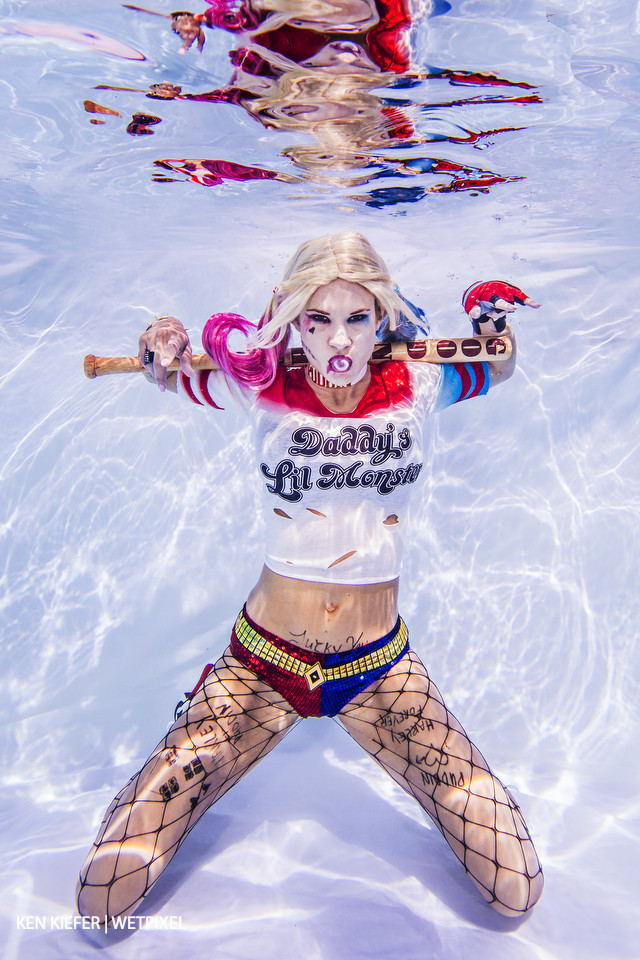 Harley Quinn - bringing the comic books to life underwater cosplay.
